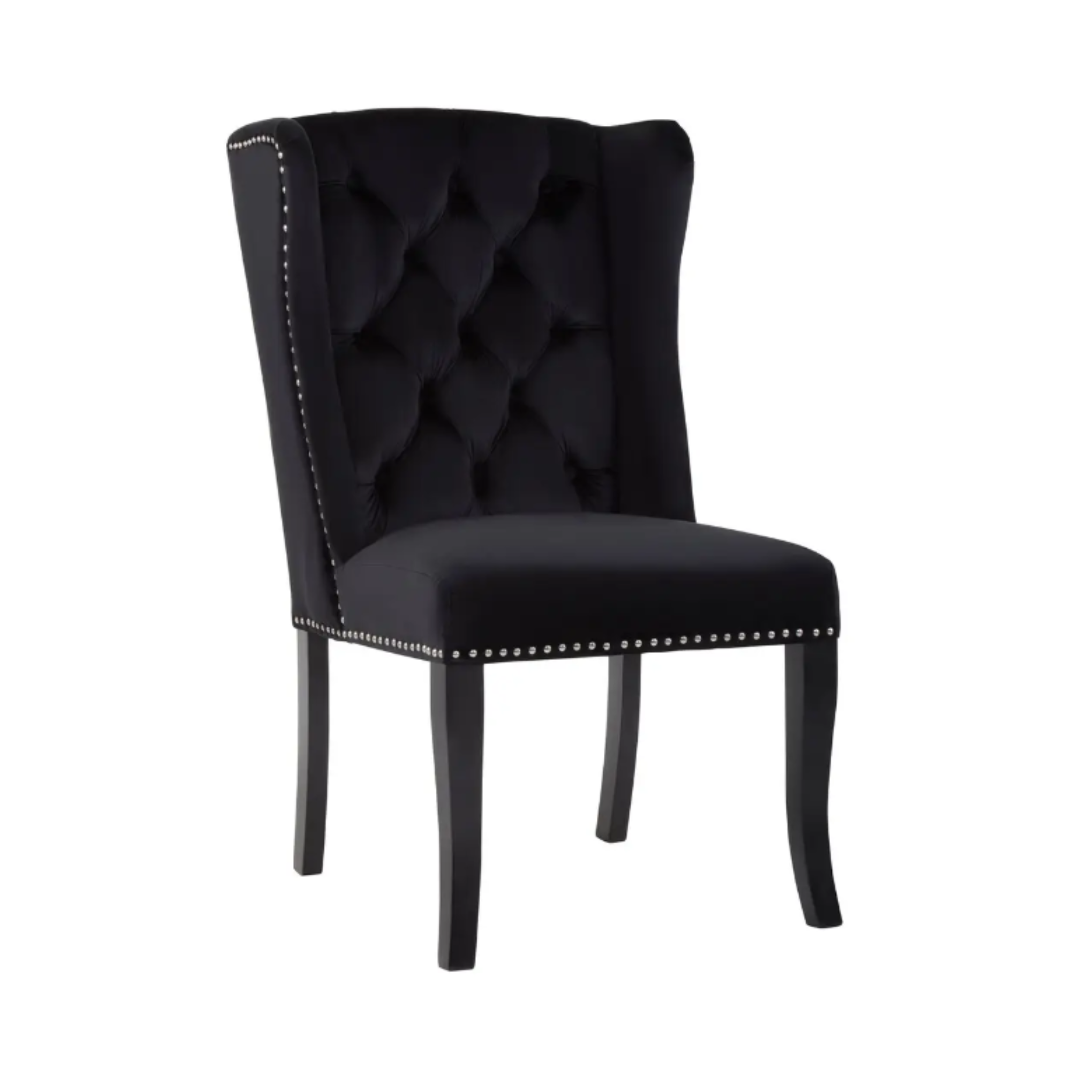 Kensington Townhouse Black Velvet Dining Chair with Dark Legs