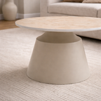 Luna Coffee & End Tables Matt Taupe & Travertine Set of 2