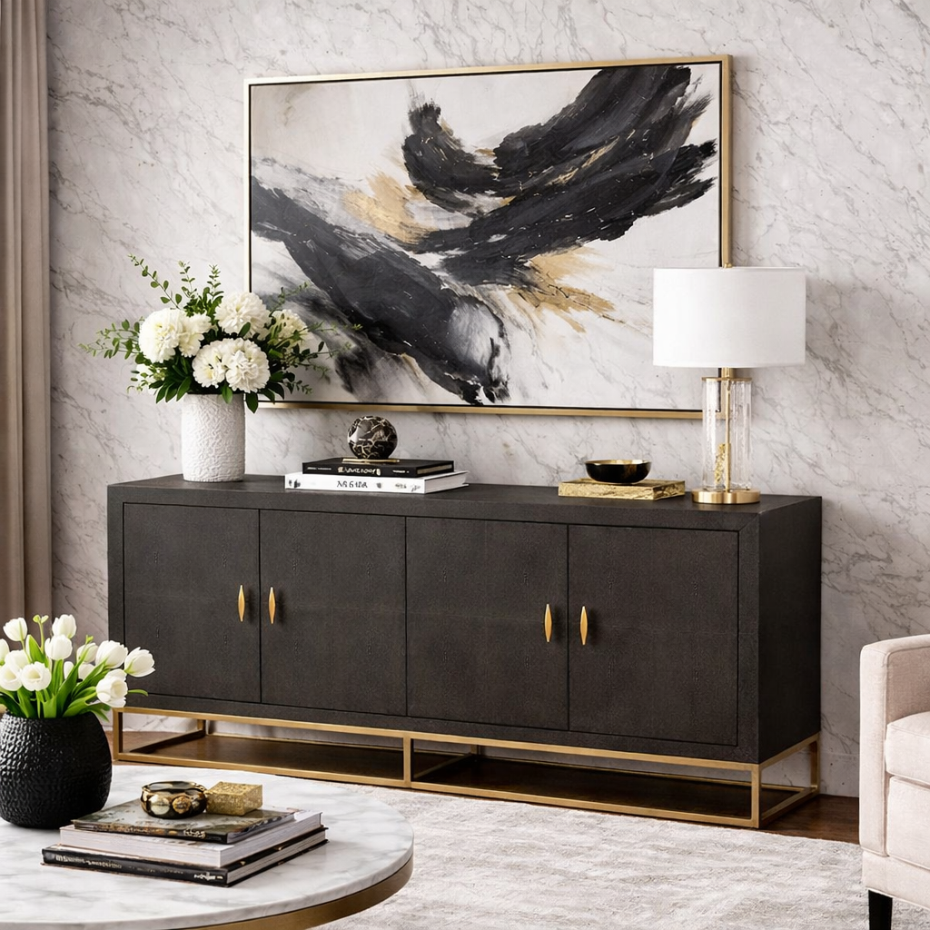 Raphia Sideboard Brown Shagreen