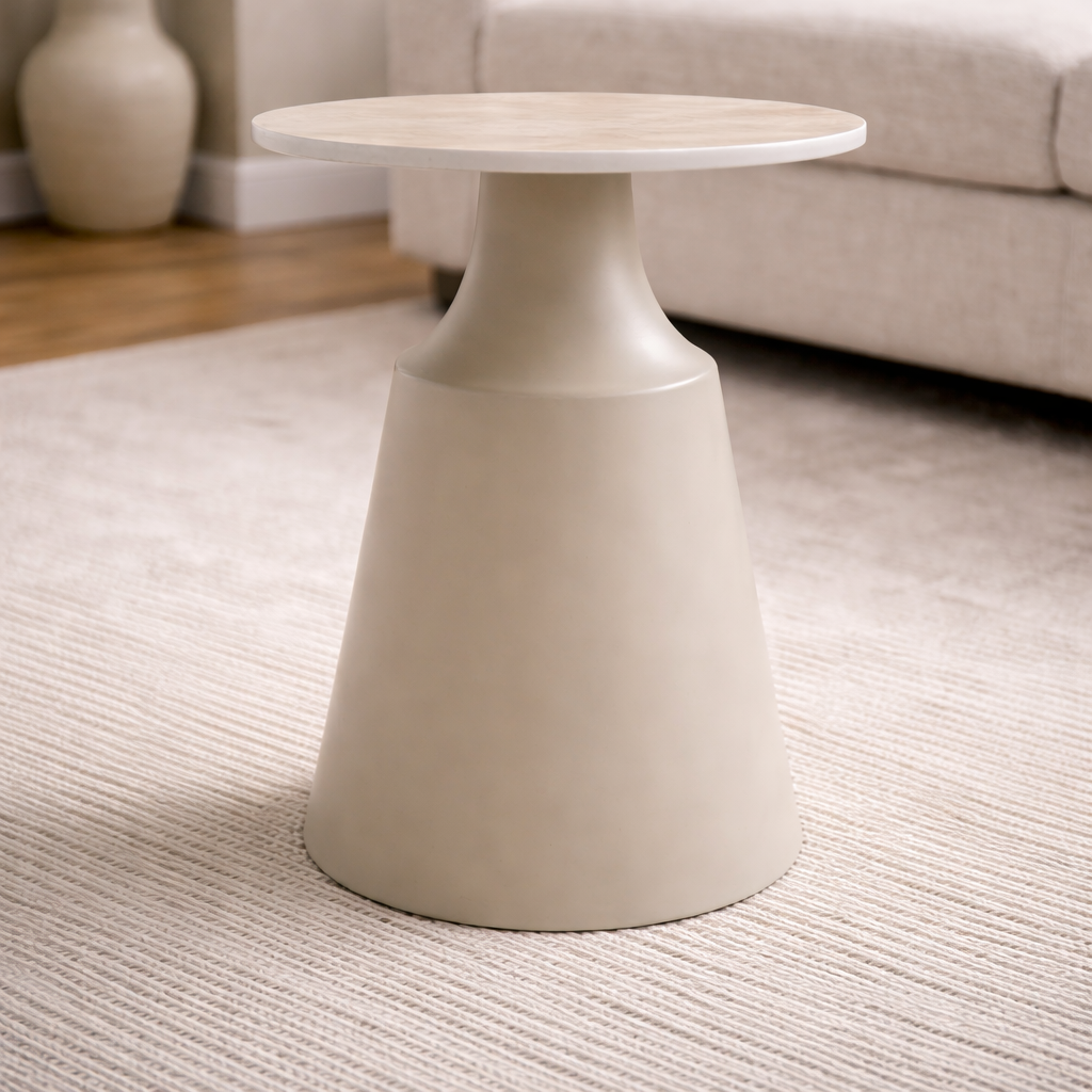 Luna Coffee & End Tables Matt Taupe & Travertine Set of 2