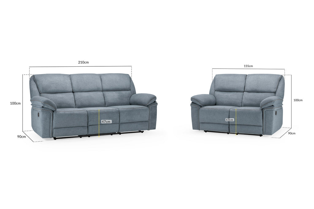 Elio 3 Seater Fabric Manual Reclining Sofa