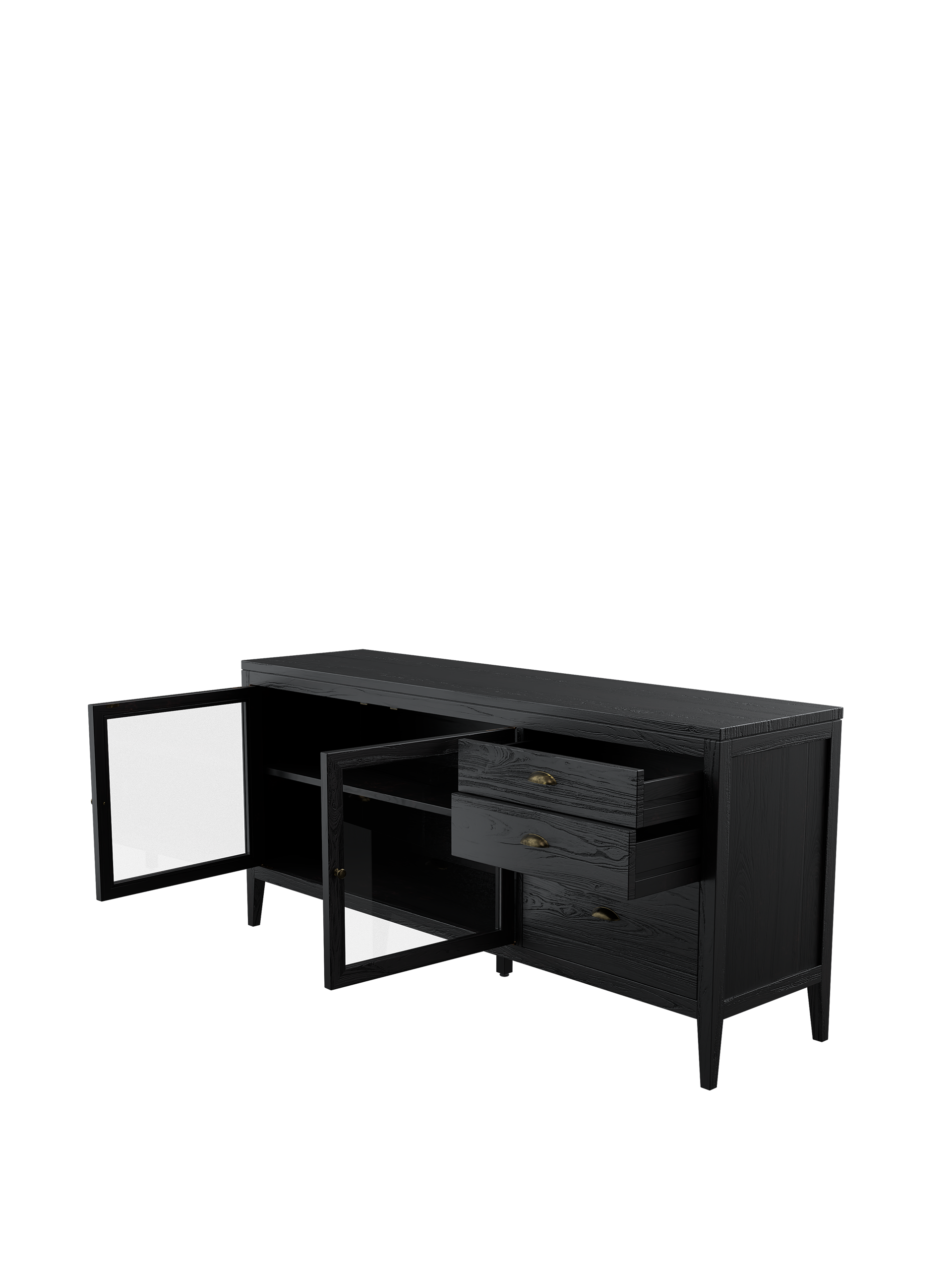 Elmhurst Black 2 Door 3 Drawer Sideboard