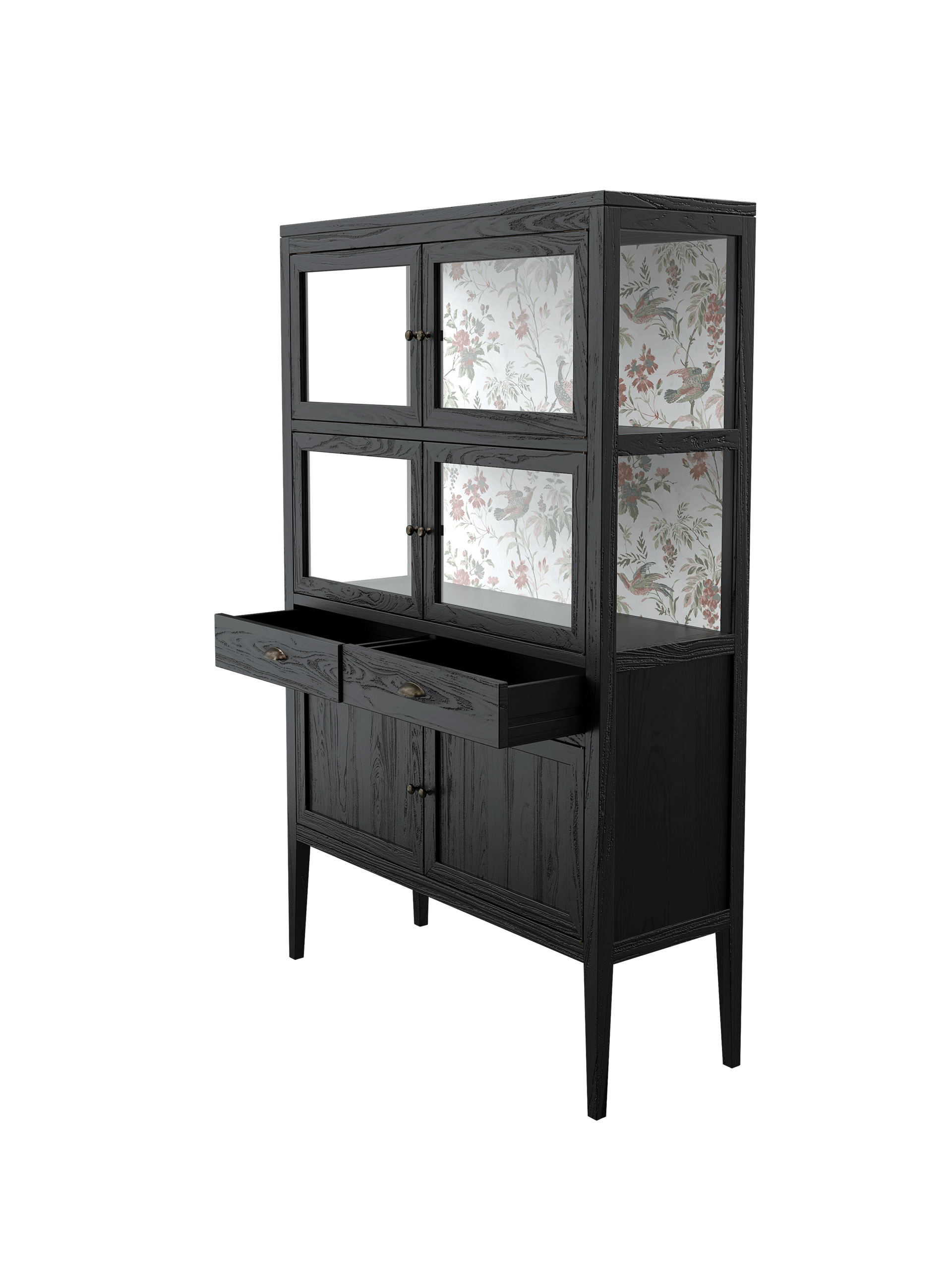 Elmhurst Black 6 Door 2 Drawer Display Unit