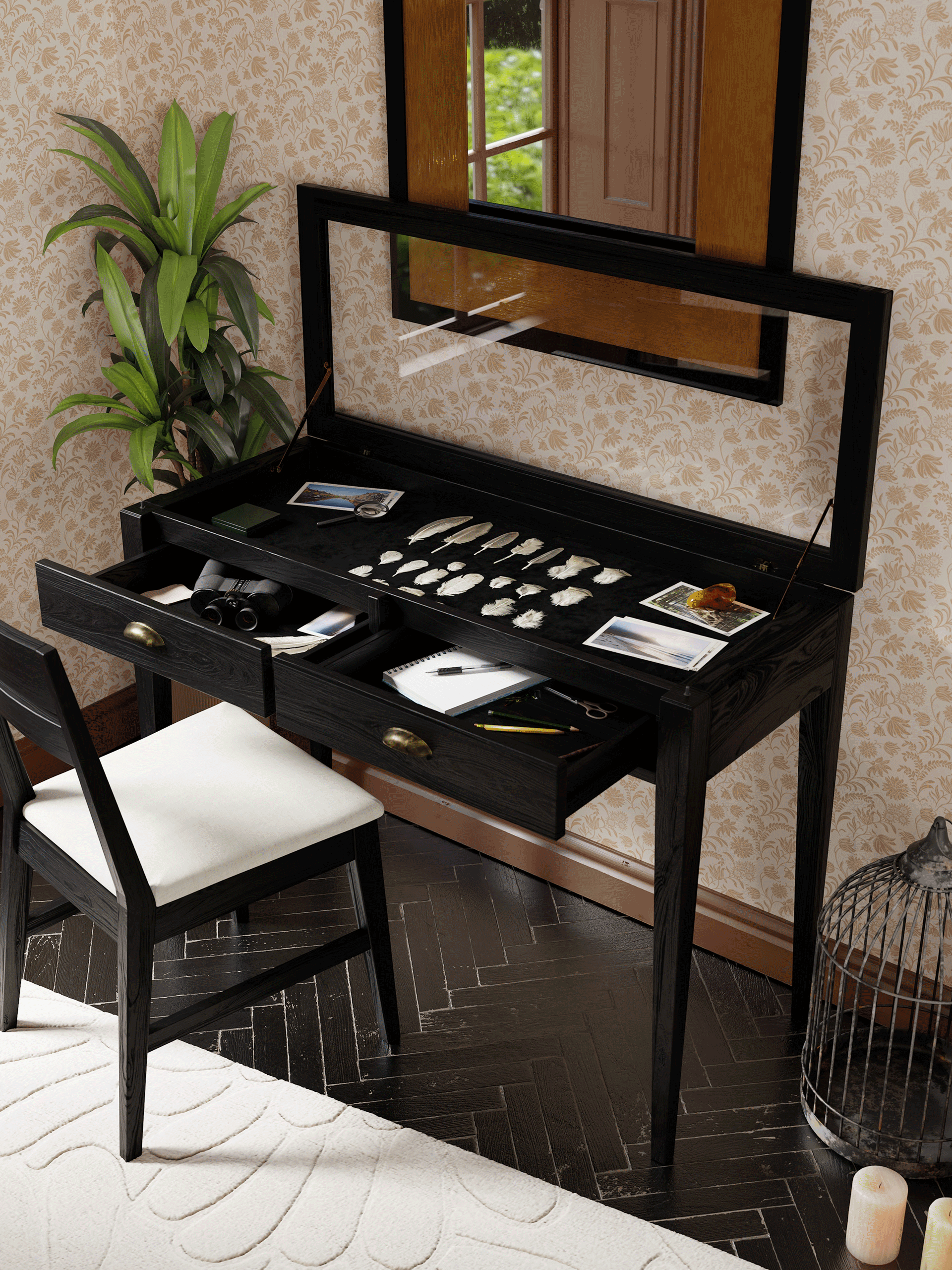 Elmhurst Black 2 Drawer Console Table