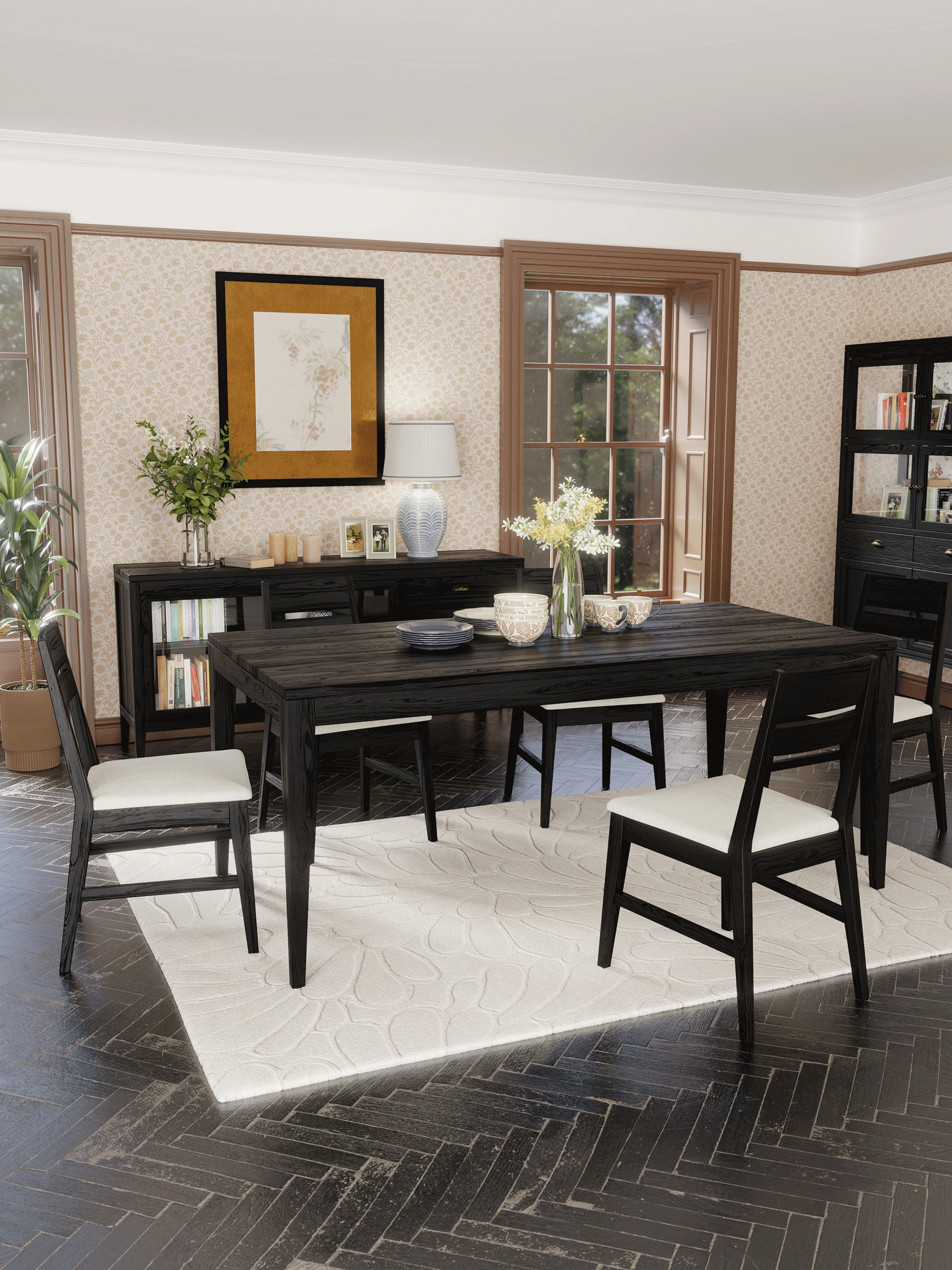 Elmhurst Black Fixed Dining Table