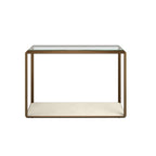 Orla Console Glass Top And Faux Shagreen Table Ivory