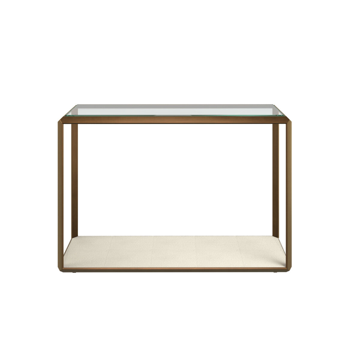 Orla Console Glass Top And Faux Shagreen Table Ivory
