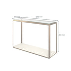 Orla Console Glass Top And Faux Shagreen Table Ivory