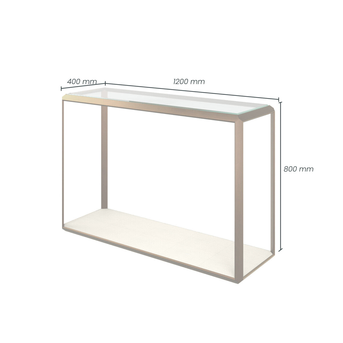 Orla Console Glass Top And Faux Shagreen Table Ivory