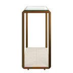 Orla Console Glass Top And Faux Shagreen Table Ivory