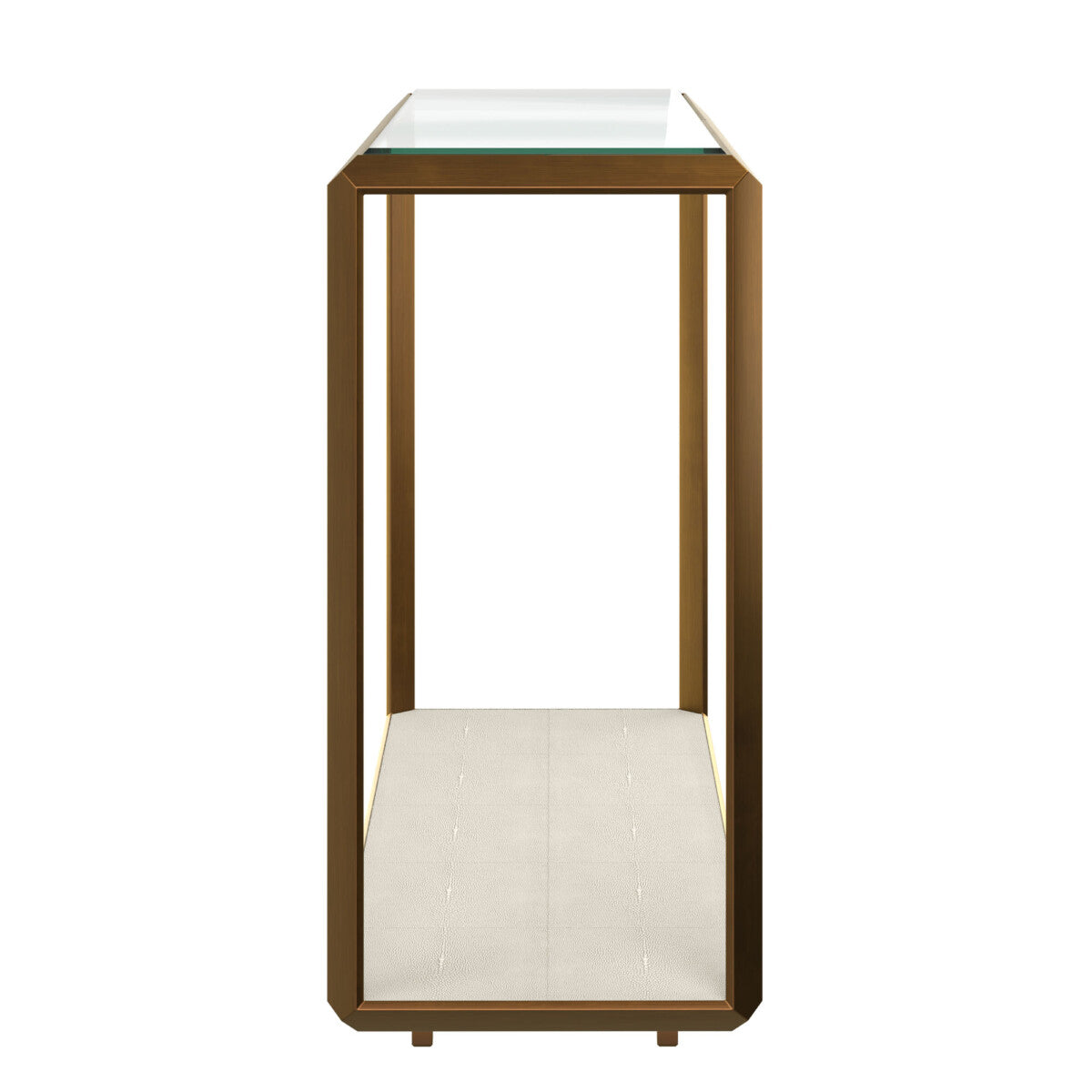 Orla Console Glass Top And Faux Shagreen Table Ivory