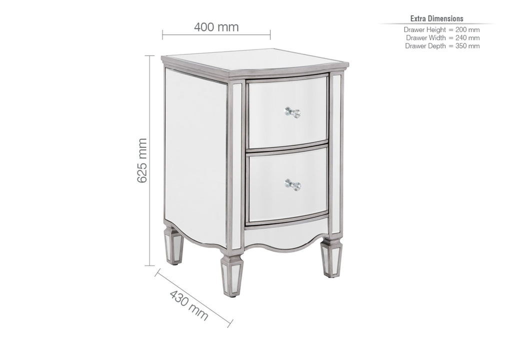 Elysee 2 Drawer Bedside