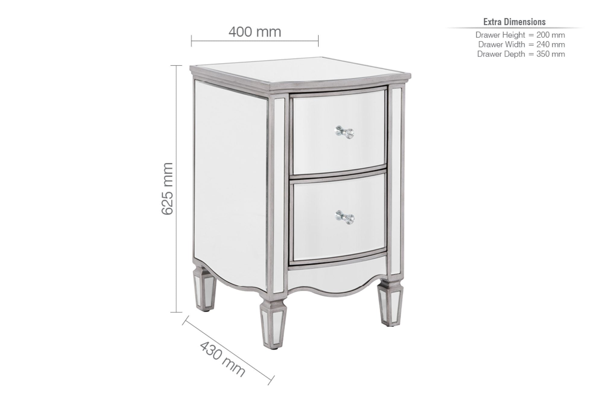 Elysee 2 Drawer Bedside