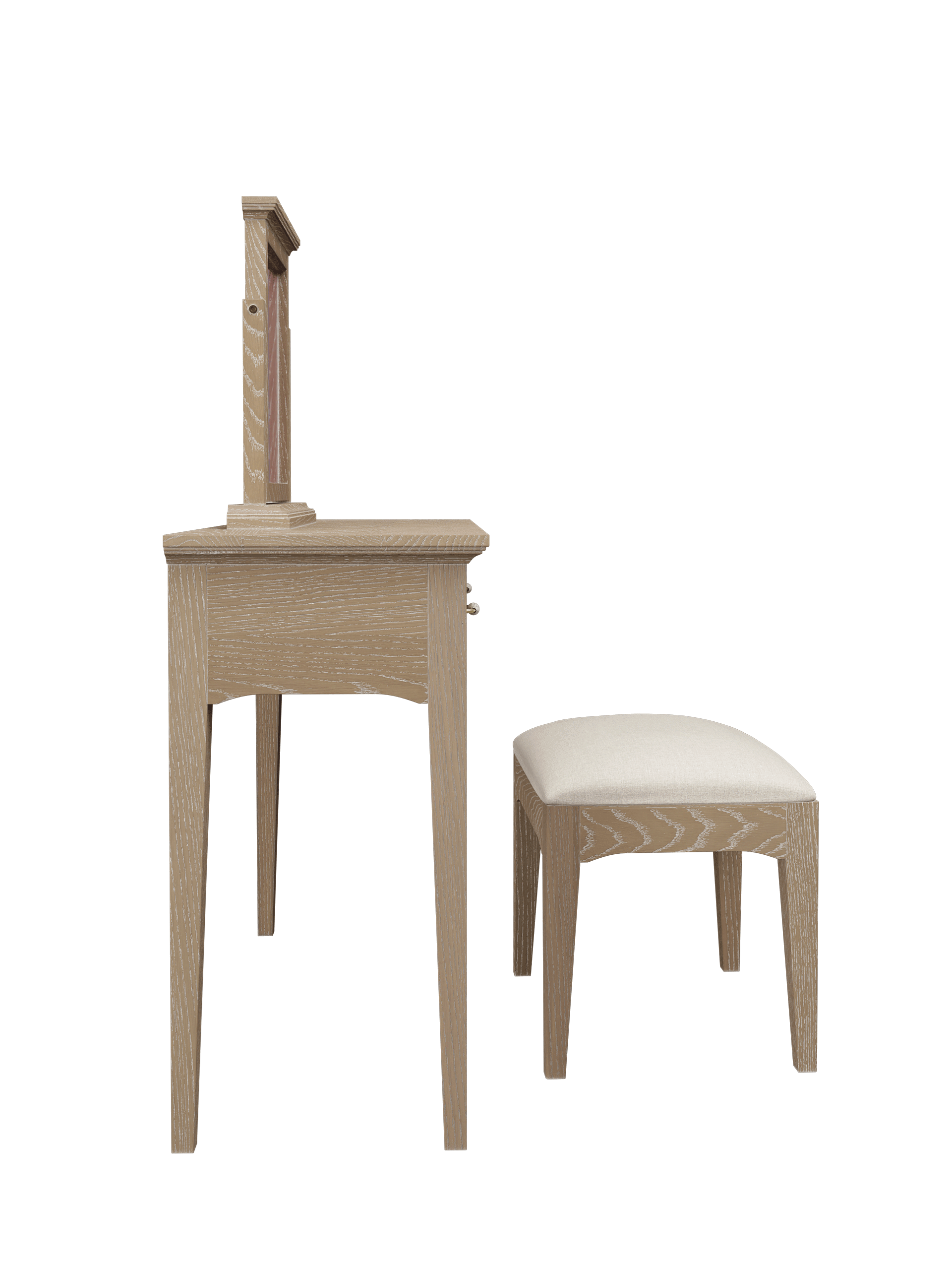 Ennis Oak & Ash 2 Drawer Dressing Table, Stool & Mirror Set