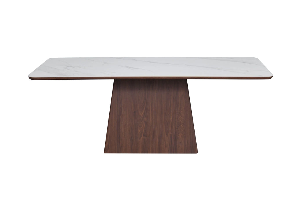 Ezra Dining Table	Walnut & White Sintered Stone
