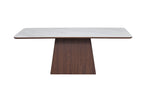 Ezra Dining Table	Walnut & White Sintered Stone