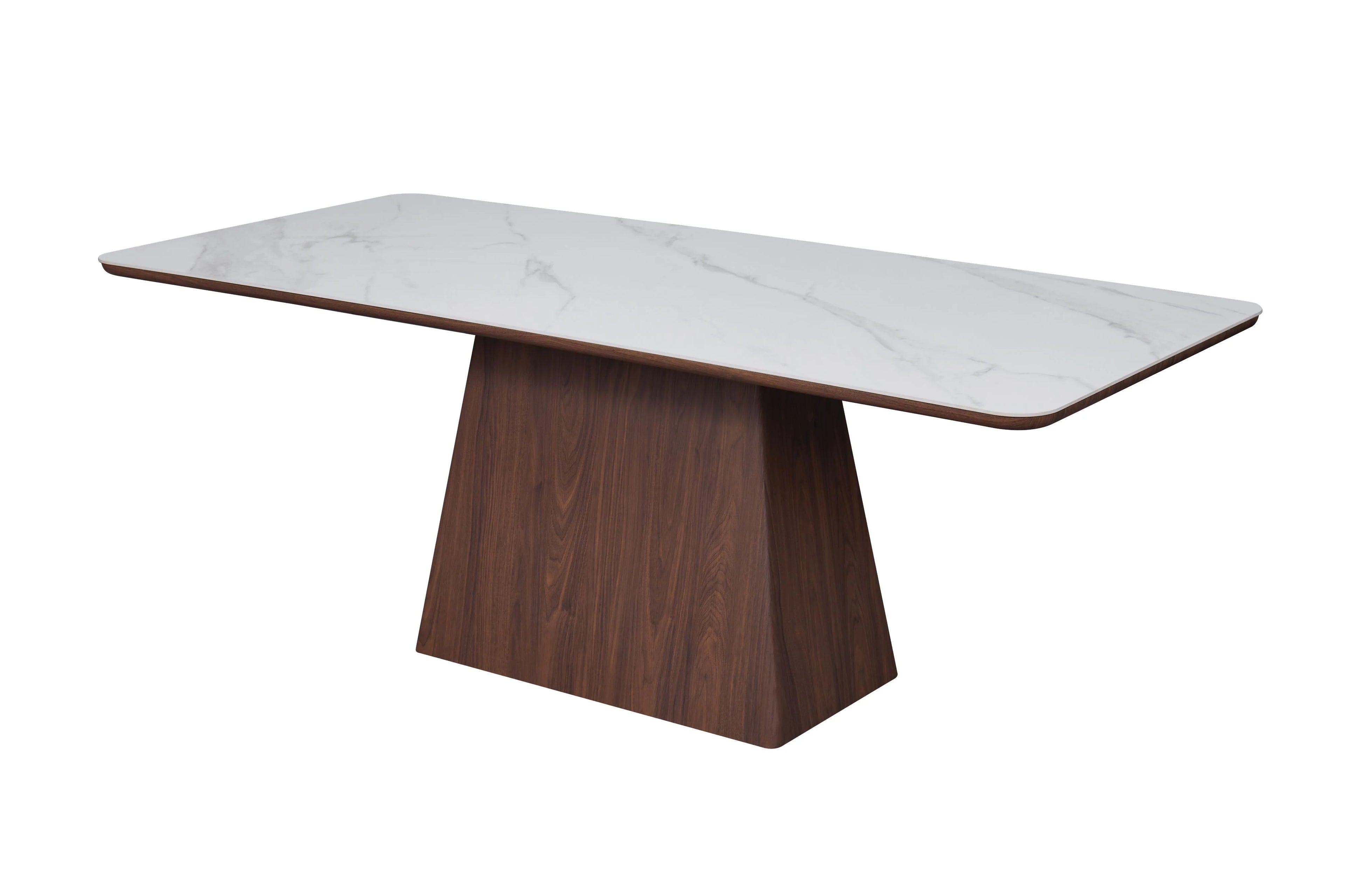 Ezra Dining Table	Walnut & White Sintered Stone