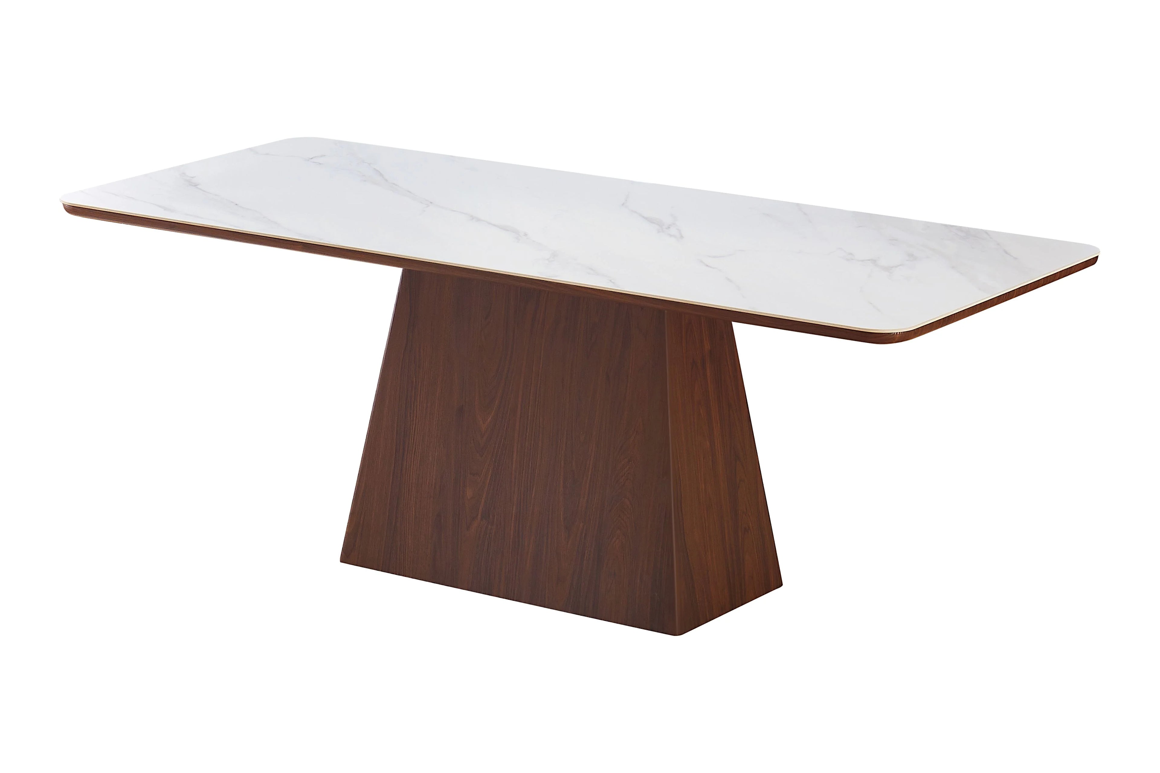 Ezra Dining Table	Walnut & White Sintered Stone