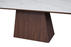Ezra Dining Table	Walnut & White Sintered Stone