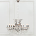 Chrome 12 Branch Shallow Cut Glass Chandelier