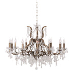 Gold 12 Branch Shallow Cut Glass Chandelier