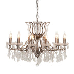 Antiqued Silver 12 Branch Shallow Cut Glass Chandelier