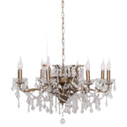 Gold 8 Branch Shallow Cut Glass Chandelier