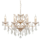Cream 8 Branch Shallow Cut Glass Chandelier