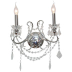 Chrome 2 Branch Cut Glass Chandelier Wall Light
