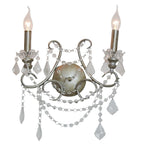 Antique Silver 2 Branch Cut Glass Chandelier Wall Light