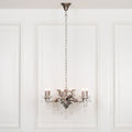 Antique Silver 6 Branch Shallow Cut Glass Chandelier