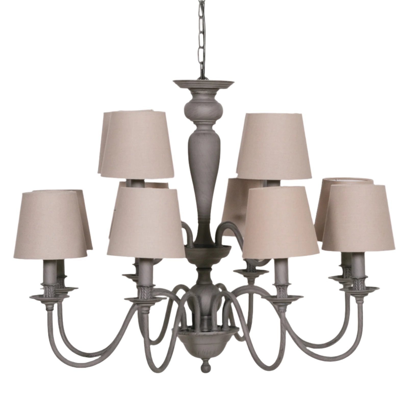 Grey 12 Branch Chandelier with Shades