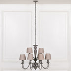 Grey 12 Branch Chandelier with Shades