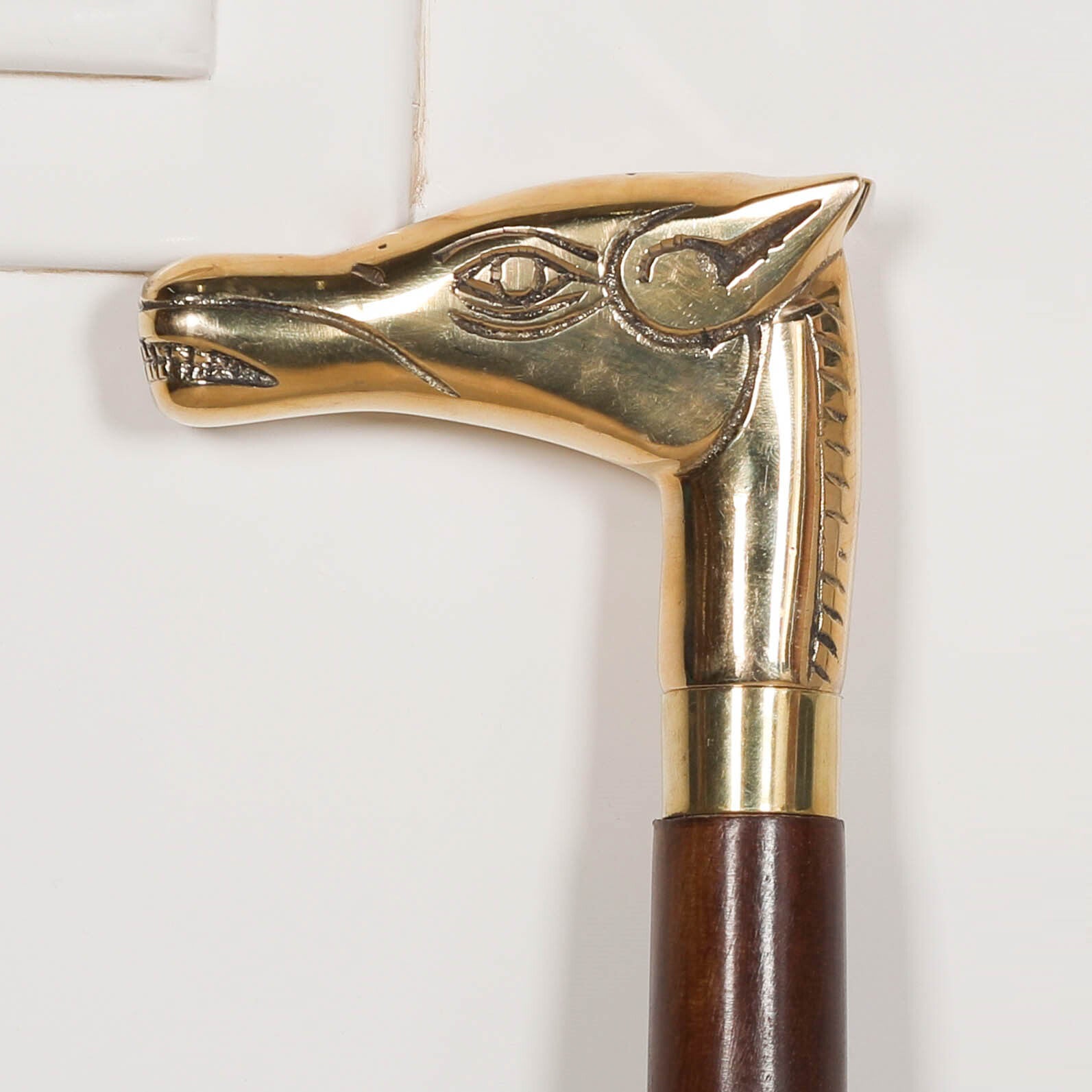 Horse Brass Wooden Walking Stick
