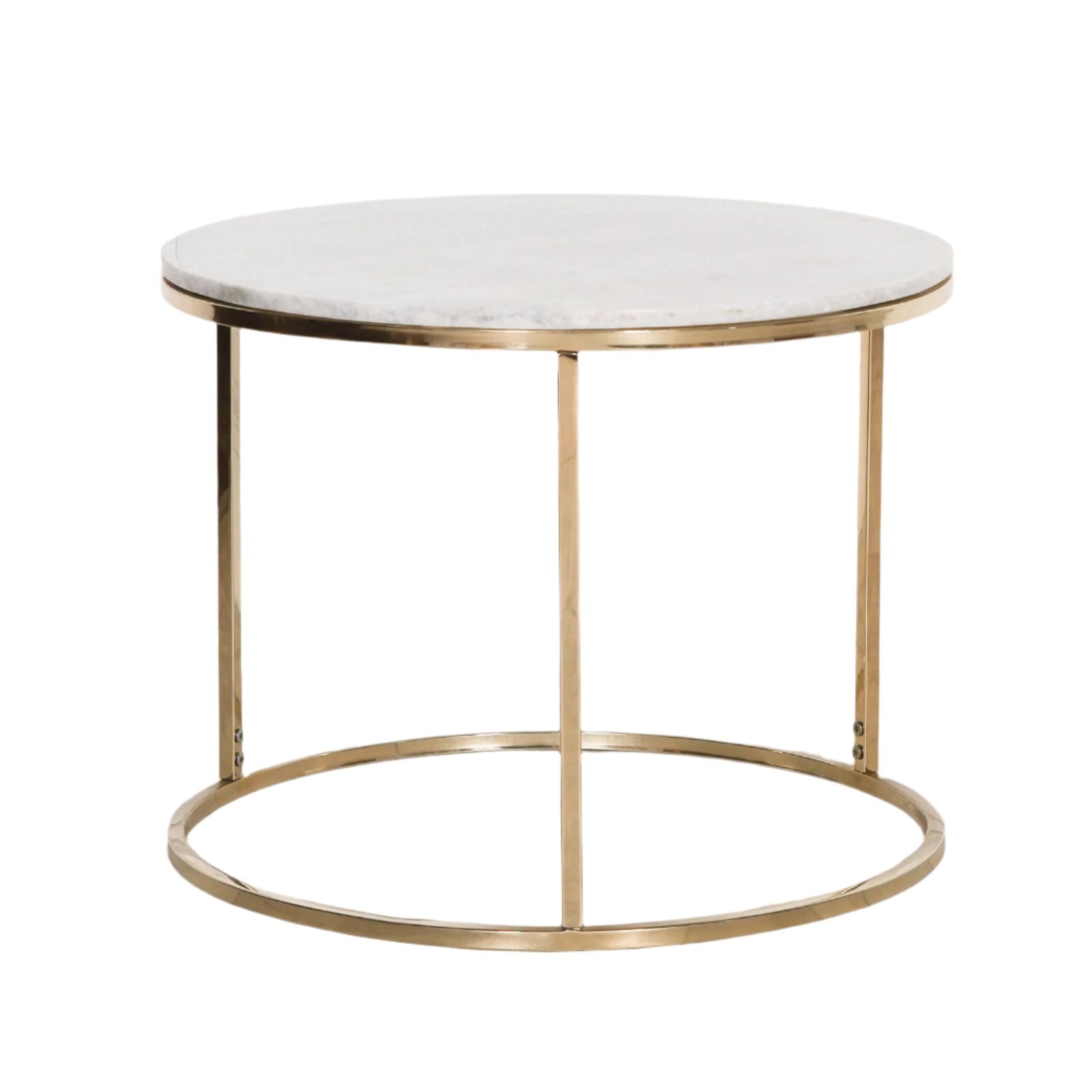 Gold Metal Side Table with Marble Top