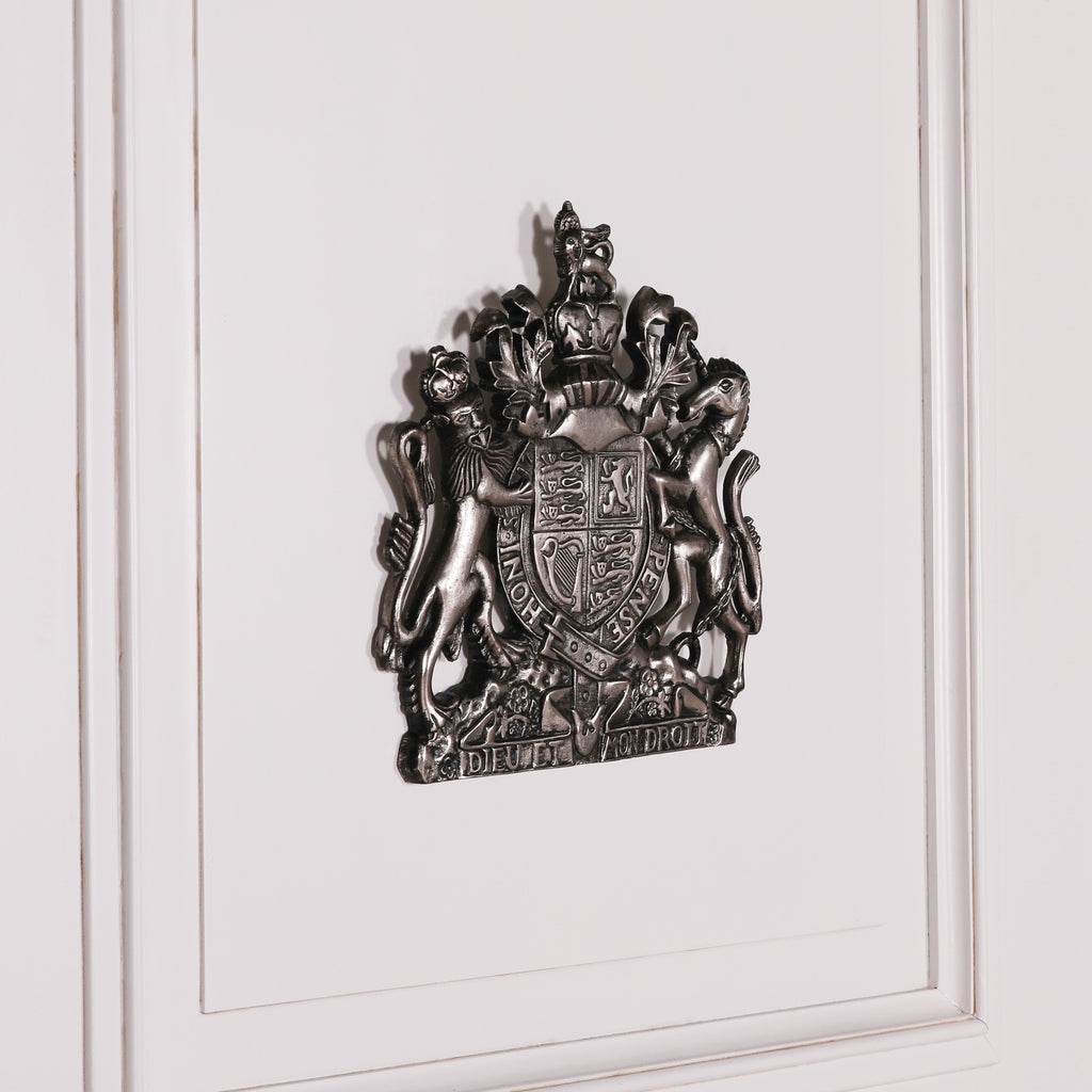 Vintage Silver Style 37cm Cast Metal Coat of Arms