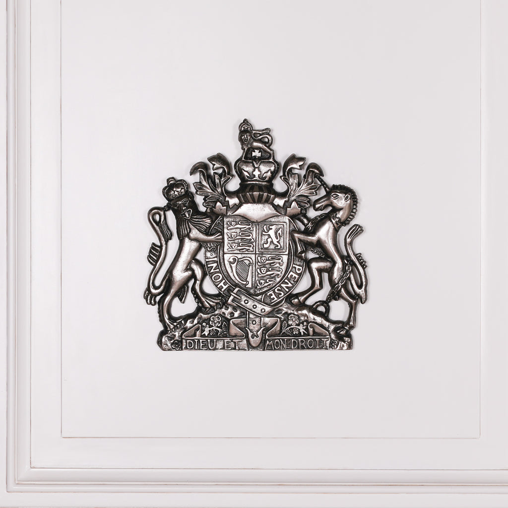Vintage Silver Style 37cm Cast Metal Coat of Arms