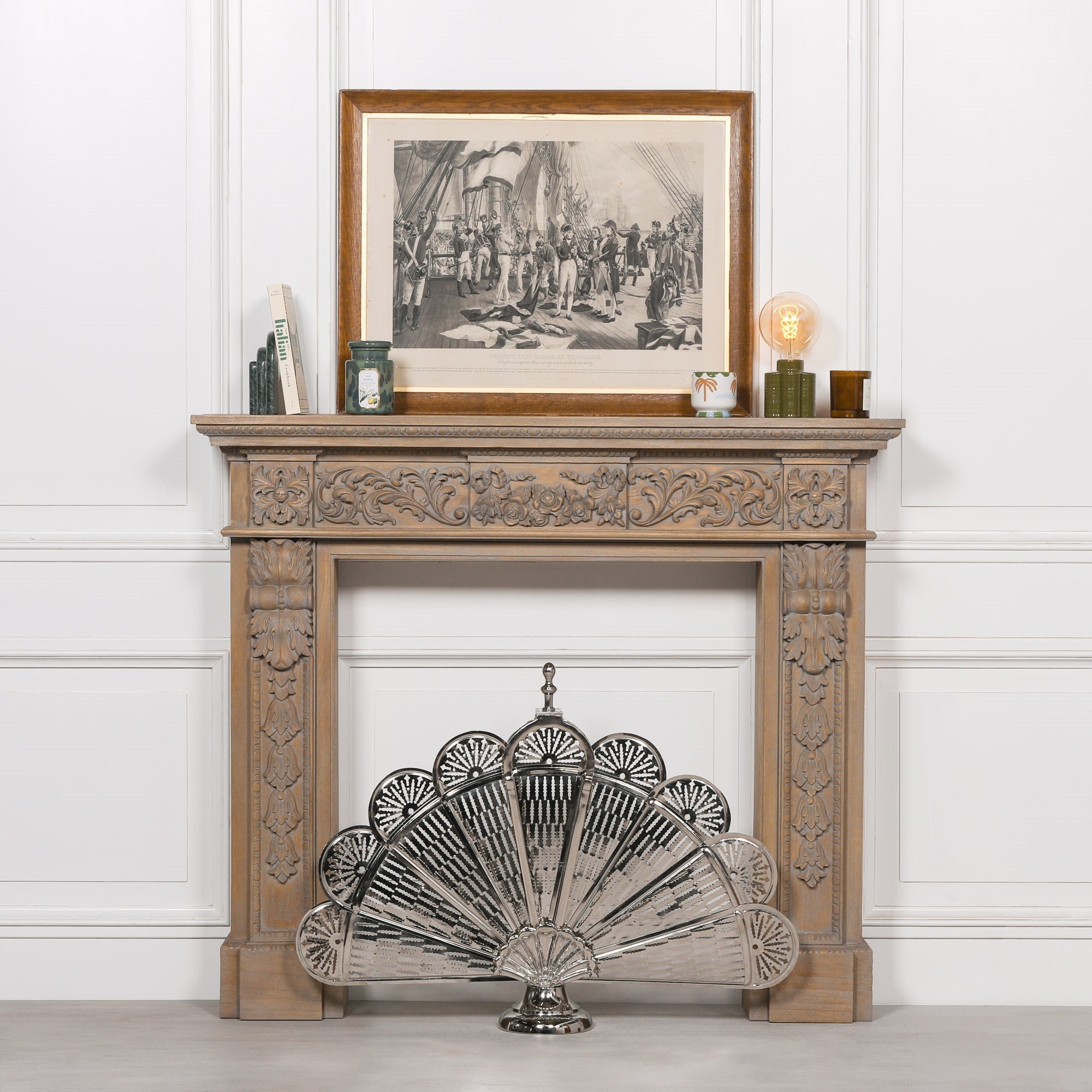 Chrome Folding Fire Screen