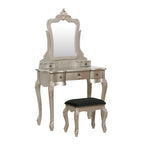 French Antique Silver Dressing Table & Stool