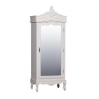 French White Single Door Armoire with Mirrored Door