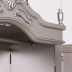 French Antique Silver Double Mirrored Door Armoire Wardrobe