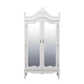 French White Double Mirrored Door Armoire