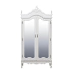 French White Double Mirrored Door Armoire
