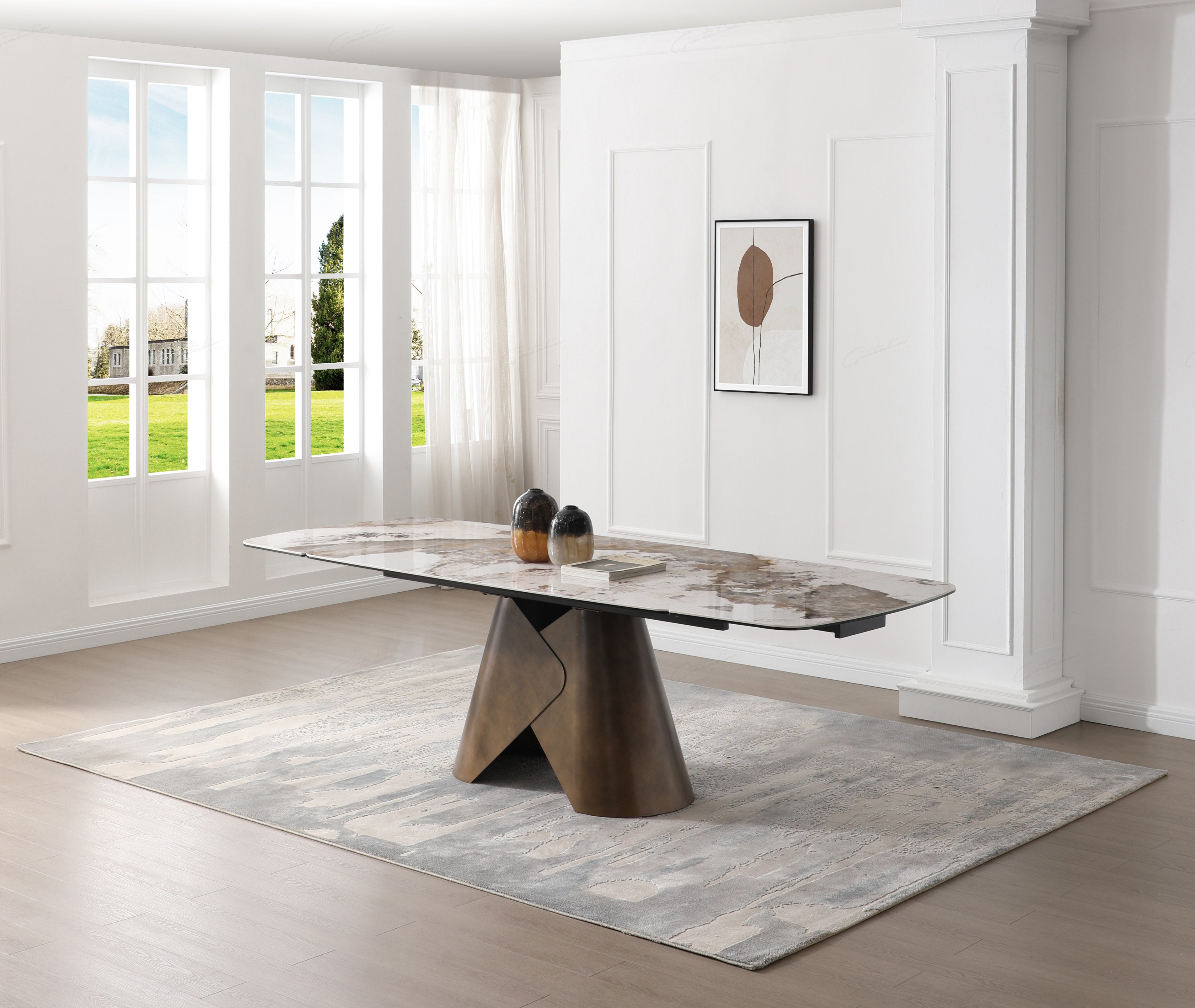 Feretti Extending Dining Table Matt White Pandora Italian Ceramic