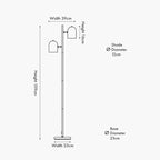 Finn Grey Metal Cloche Two Head Floor Lamp