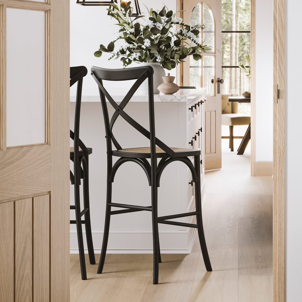 FITZROY BLACK / CANE COUNTER STOOL