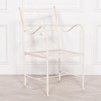 Iron Frame Off White / Cream Distressed Garden Dining Chair