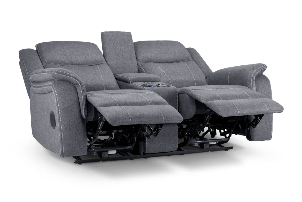 Galaxy Tech Recliner Grey Fabric 2 Seater Sofa