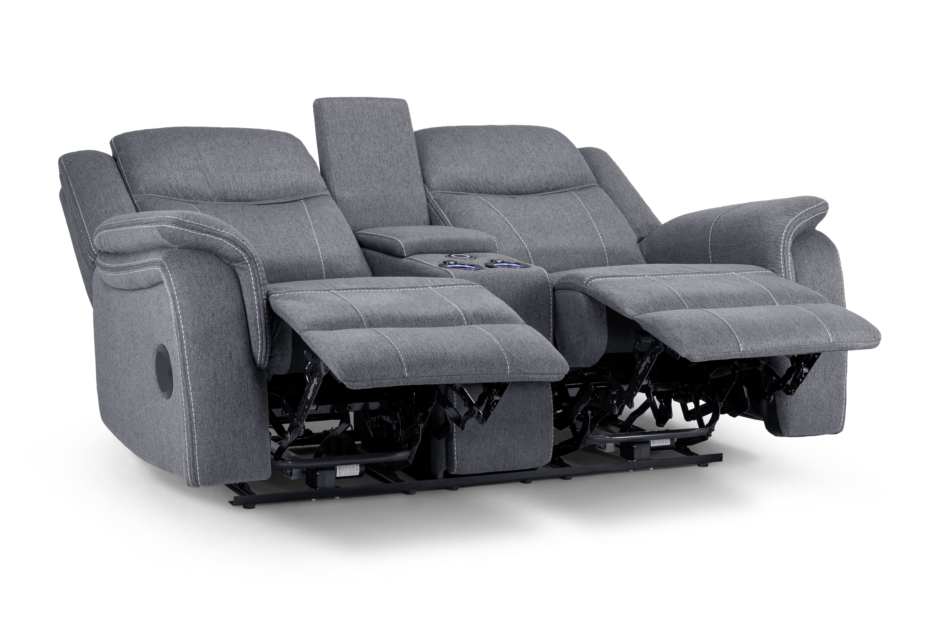 Galaxy Tech Recliner Grey Fabric 2 Seater Sofa