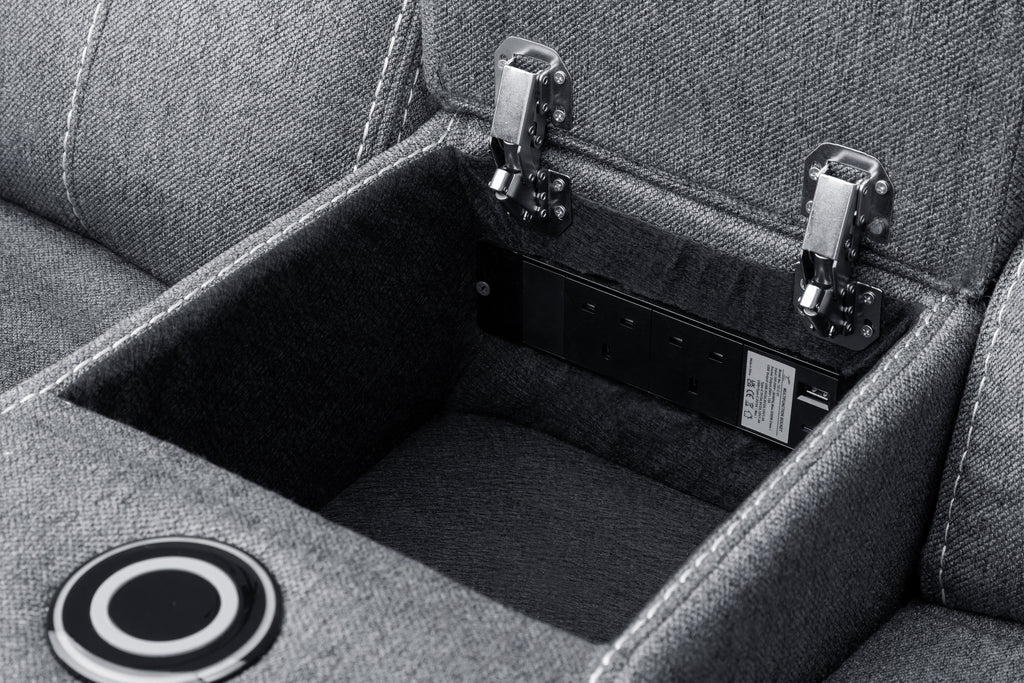 Galaxy Tech Recliner Grey Fabric 2 Seater Sofa